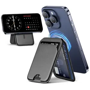 Magnetic MagSafe Wallet with Stand | Adjustable Leather Phone Wallet | iPhone 17–12 Compatible | RFID Protection | 3 Card Slots | Multi-Angle Stand | Strong Magnetic Hold | Smartphone Protection