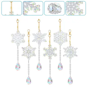 6Pcs DIY Diamond Pendant Ornaments Diamond Art Painting Special Shaped Crystal Light Catching Gem Hanging Pendant Ornament for Home Garden Wall Decor Wind Chime