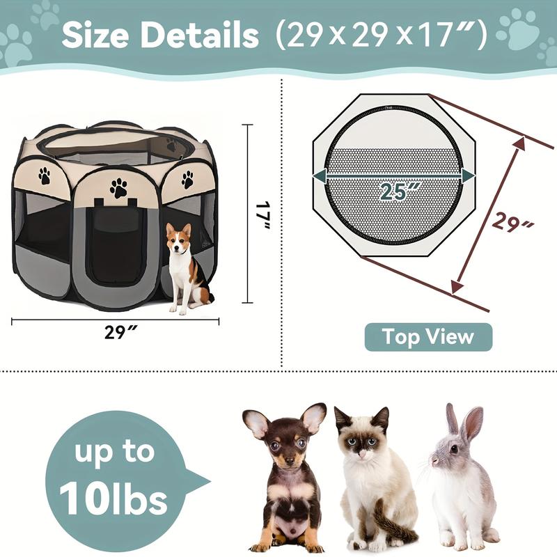 Foldable Pet Playpen for Dogs and Cats – Portable Octagon with Removable Zipper, Indoor/Outdoor Use