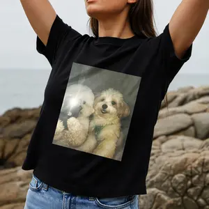 Cute Dog Pattern Women's T-Shirt Pet Lover Design Spring Summer Gift For Dog Enthusiasts