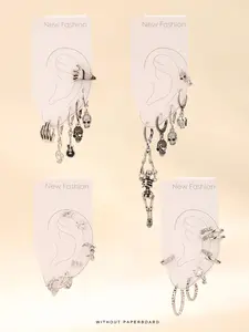 2024 New Style Halloween Themed Earrings Set, Punk Style Skull & Star & Moon & Skull Design Rhinestone Earrings, Fashion Jewelry for Party, Daily Clothing Decor, Trendy Exquisite Jewelry for Gift