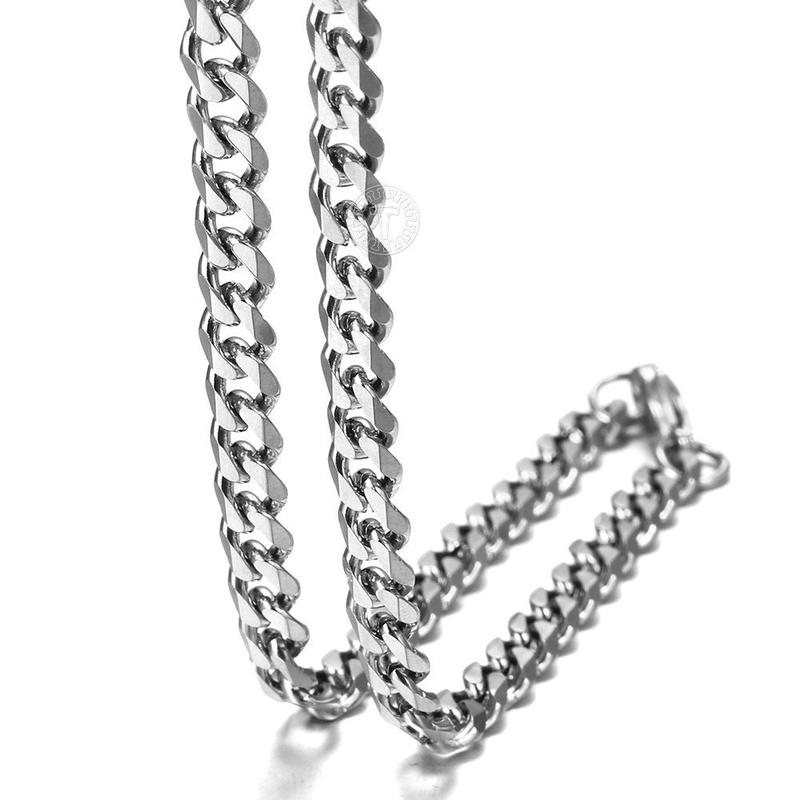3/5/7/9/11mm Stainless Steel Silver Color Cuban Curb Chain Necklace Choker 16-30" for Men Women Daily Jewelry Christmas Gift