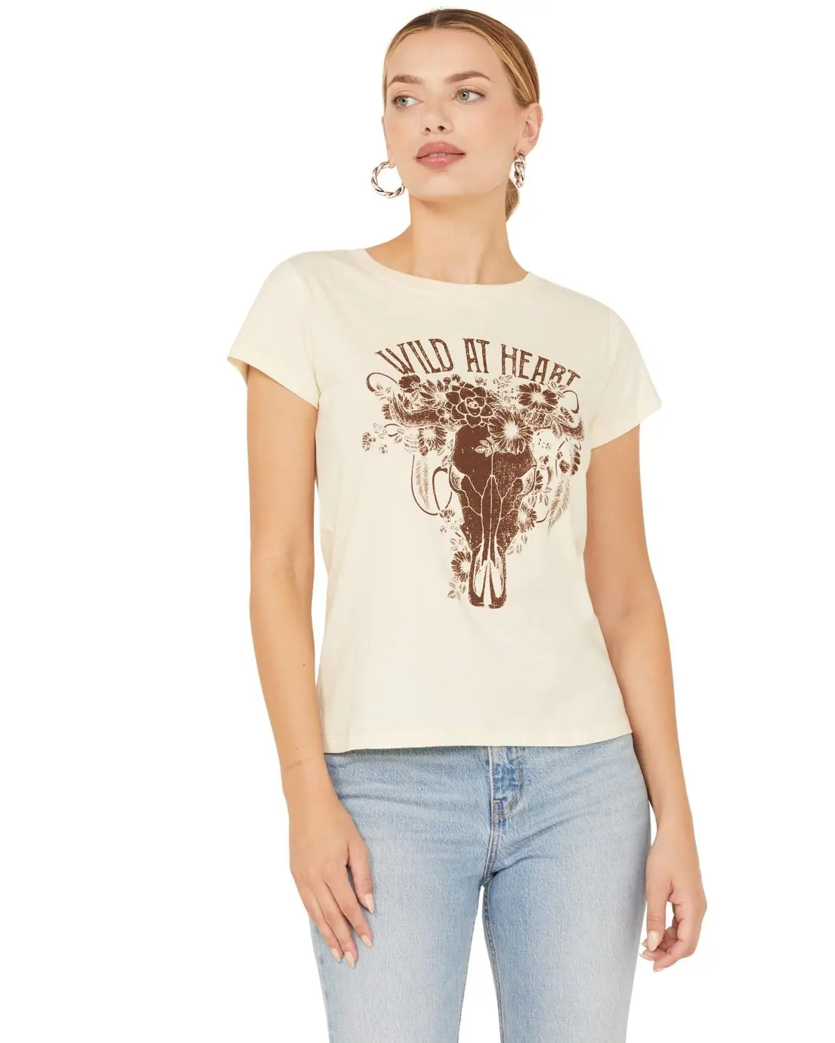 Shyanne Women's Wild At Heart Short Sleeve Graphic Tee - Swho23k92-Crm