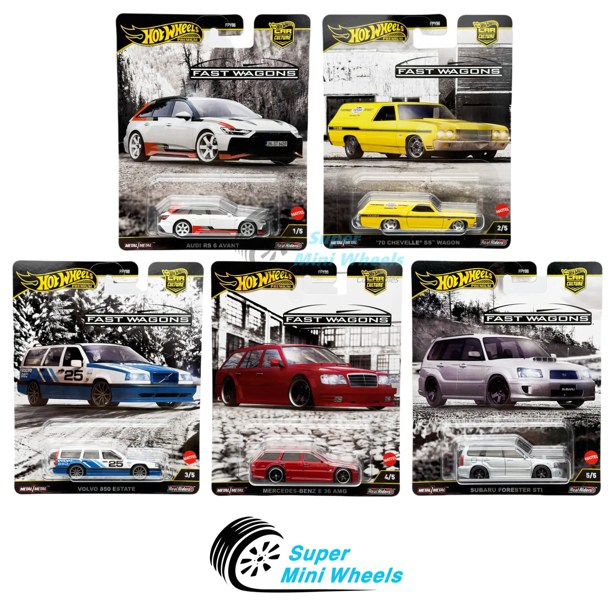 Hot Wheels Premium 2025 Car Culture J Case FAST WAGONS - 5 Cars Set