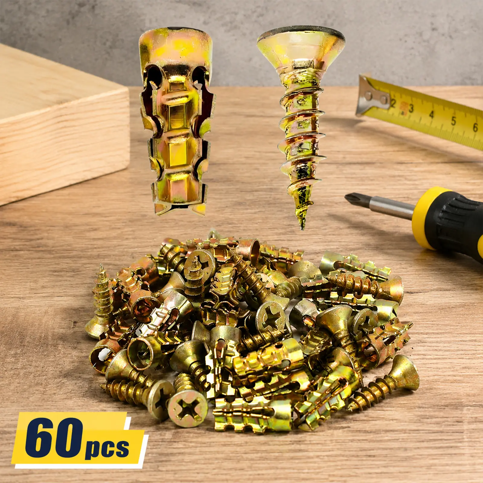 120-Pcs Metal Expansion Screws Set, Heavy-Duty Hollow Wall Anchors with Mounting Screws, 66lb Load Capacity for Drywall, Concrete Wall, Loose Hinge Hole Repair