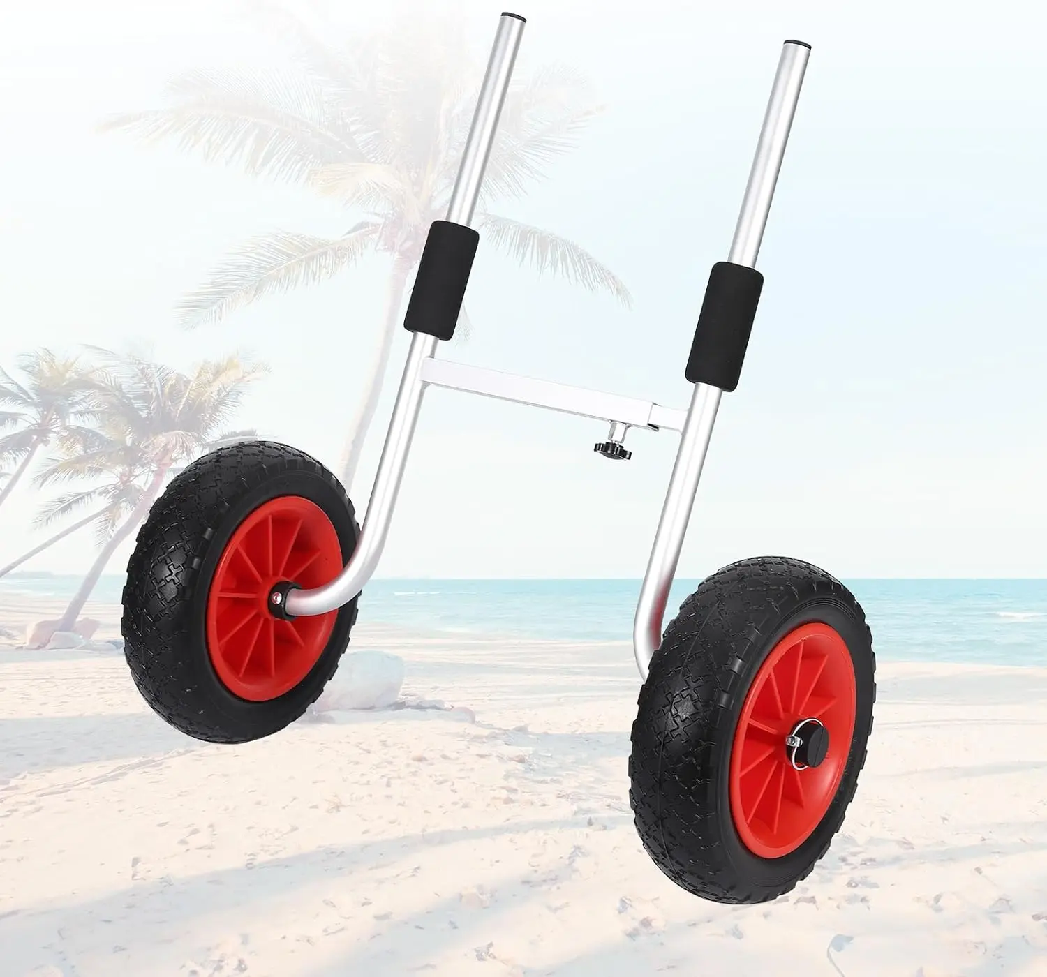 Garvee Heavy Duty Kayak Cart Dolly – 10" PU No-Flat Wheels, Adjustable Aluminum Frame with Foam Pads, Detachable Design – Fits Kayaks with Scupper Holes, 220 lbs Capacity – Ideal for Beach, Grass & Gravel