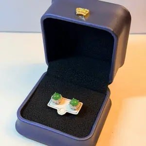 Emerald Glow — Natural Burmese Jadeite Halo Stud Earrings, Classic Green Jade | Timeless Elegance