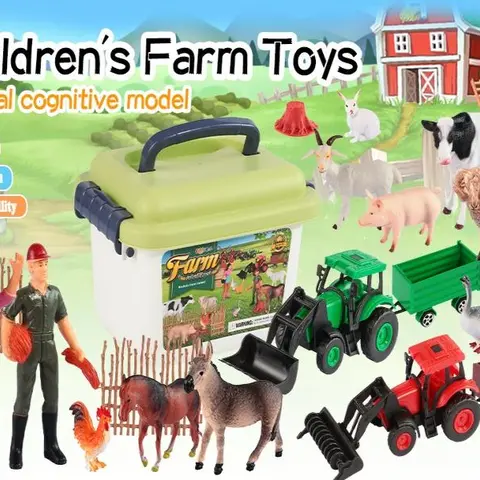 AOMOSIN STEM Farm Animal Toy Figure Playsets for 3+ Kids - Children’s Farm Toys, Animals and Nature Themed, Early Educational Role-Play, Cute Home Decor Ornament, Ideal Christmas Gift