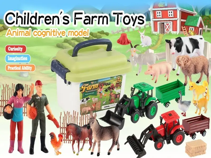 Ideal holiday gift for children aged 3+, cute home decor ornament, kids’ farm animal toys, farm animal learning model, realistic farm role-play set, early childhood educational farm toy, child playmate, rich gameplay, solves parents’ Children’s Day giftin