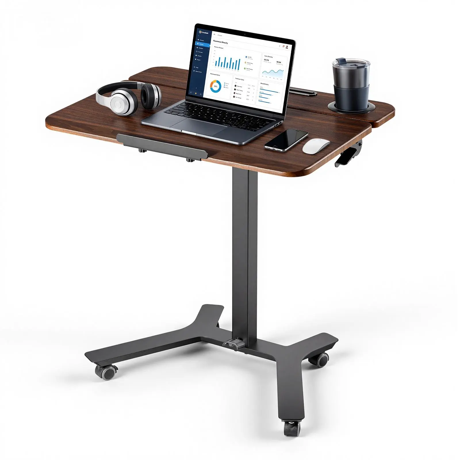 VEVOR Standing Desk, Adjustable Height Mobile Stand Up Desk with Tilting Desktop, 28.2 x 20.7 in Small Computer Sit Stand Workstation, 33 lbs Capacity, Foot Pedal Pneumatic Lift for Home, Office