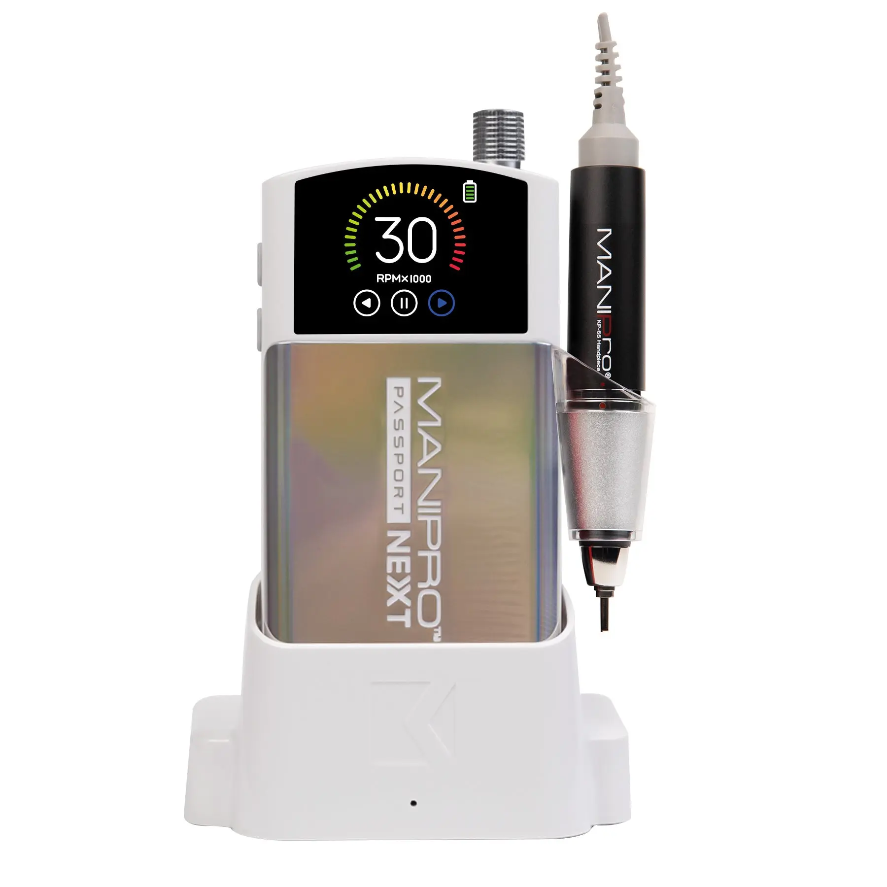 KUPA MANIPro Passport NEXT Complete White with KP-65 Handpiece & Portable Control Box for Nail Techs