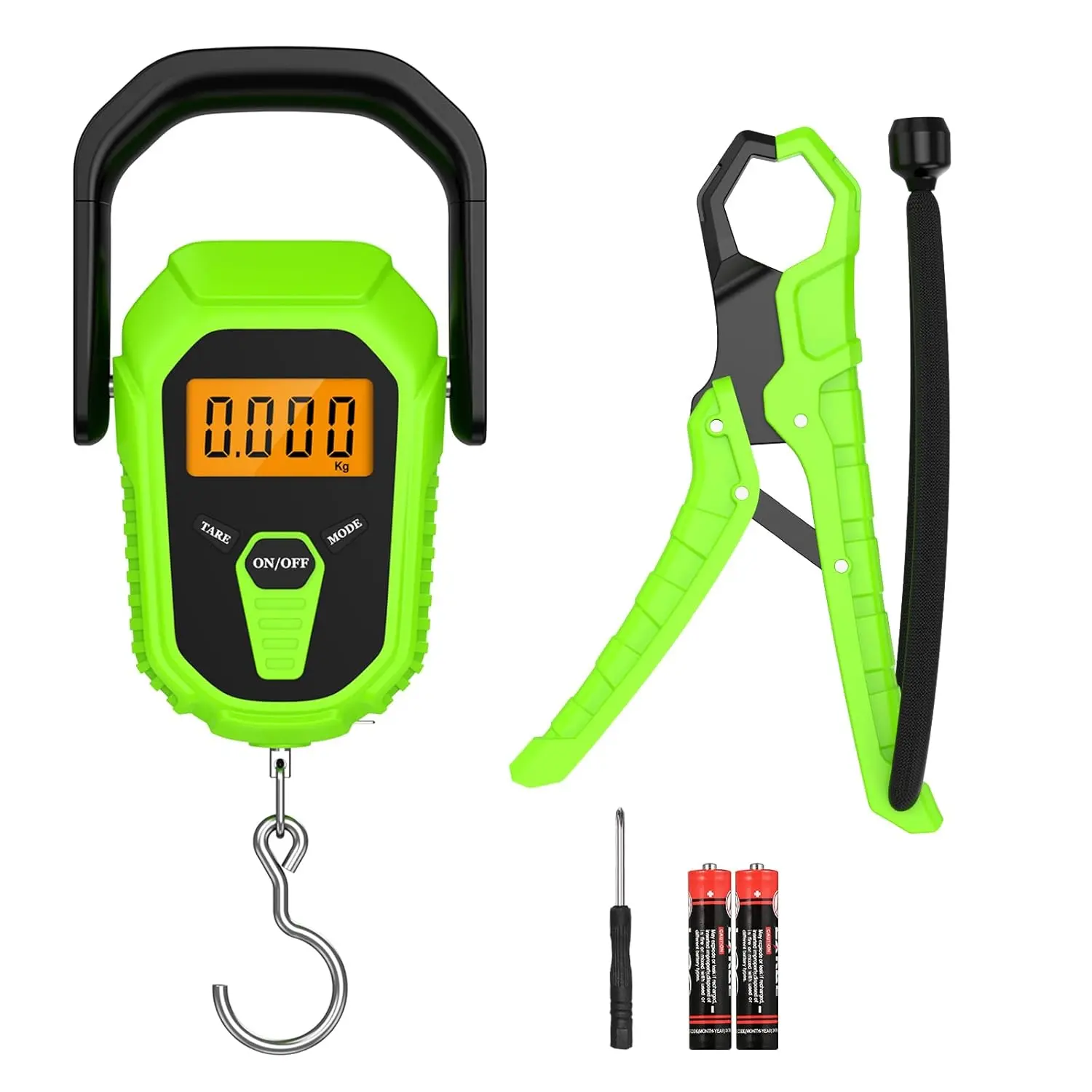 Digital Fish Scale with Lip Gripper, 110lb/50kg Waterproof Fish Scale with 38'' Built-in Tape Measure, LCD Backlit, Portable Hanging Luggage Scale with 3 Units, , for Home, Outdoor