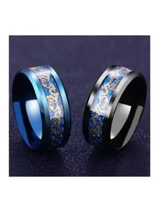 Titanium Steel Dragon Ring - Durable 8mm Band with Intricate Dragon Design