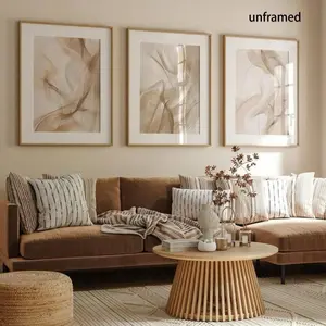 3 Pieces Unframed Large Abstract Wall Art For Living Room Smoke Texture Ink Off White Canvas Painting Wall Art Modern Minimalist Art Print Wall Decor Poster Elegant Home Painting For Living Room Modern Home Decoration Artistic