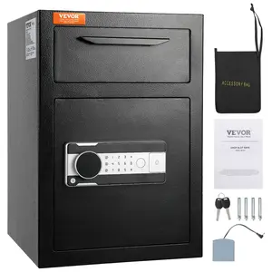 VEVOR 2.5 Cub Depository Safe, Deposit Safe with Drop Slot, Electronic Code Lock and 2 Emergency Keys, 20.27''x 13.97''x 13.97'' Business Drop Slot Safe for Cash, Mail in Home, Hotel, Office