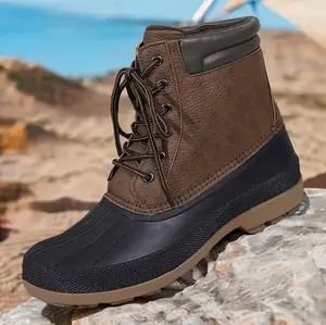 [Trendy Snow Boots] Comfy Solid Snow Boots - Men's Non Slip Lace Up Casual Shoes for Outdoor Activities