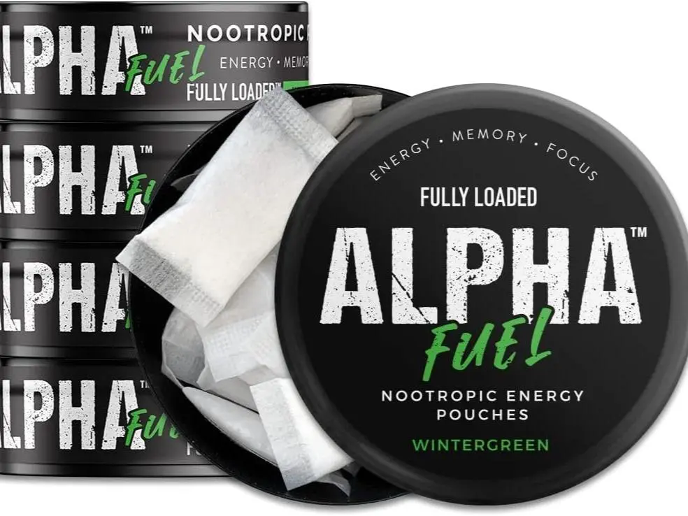 Fully Loaded Alpha Fuel Nootropic Pouches (Wintergreen Fuel) - Nootropic Energy Pouches with Caffeine, Alpha GPC, Tyrosine, Taurine, Guarana and More