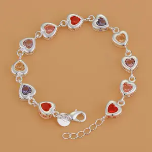 FASHION4U - 925 Sterling Silver Bracelet Heart  Romance Chain For Woman Men Fashion Engagement Party Wedding Jewelry Gift