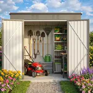 Gizoon 6' x 4' Outdoor Storage Shed with Double Lockable Doors, Anti-Corrosion Metal Garden Shed, Waterproof Shed Outdoor Storage Clearance for Backyard Patio Lawn-Dark Gray Drawers Adjustable