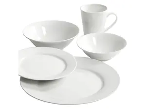 Gibson Home Noble Court 30 Piece Ceramic Dinnerware Set in White