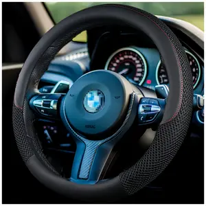 15-Inch Universal Elastic Stretch Steering Wheel Cover, Microfiber Ice Silk Car Interior Accessory, Anti-Slip Odorless, Breathable, Winter-Warm Summer-Cool, Easy to Install