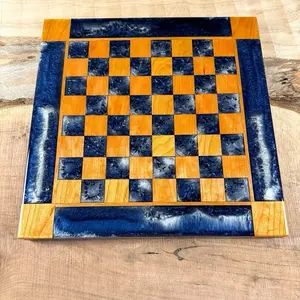 Silver Cloud Midnight Blue Cherry Chess Board (INCLUDES GLASS PIECES)