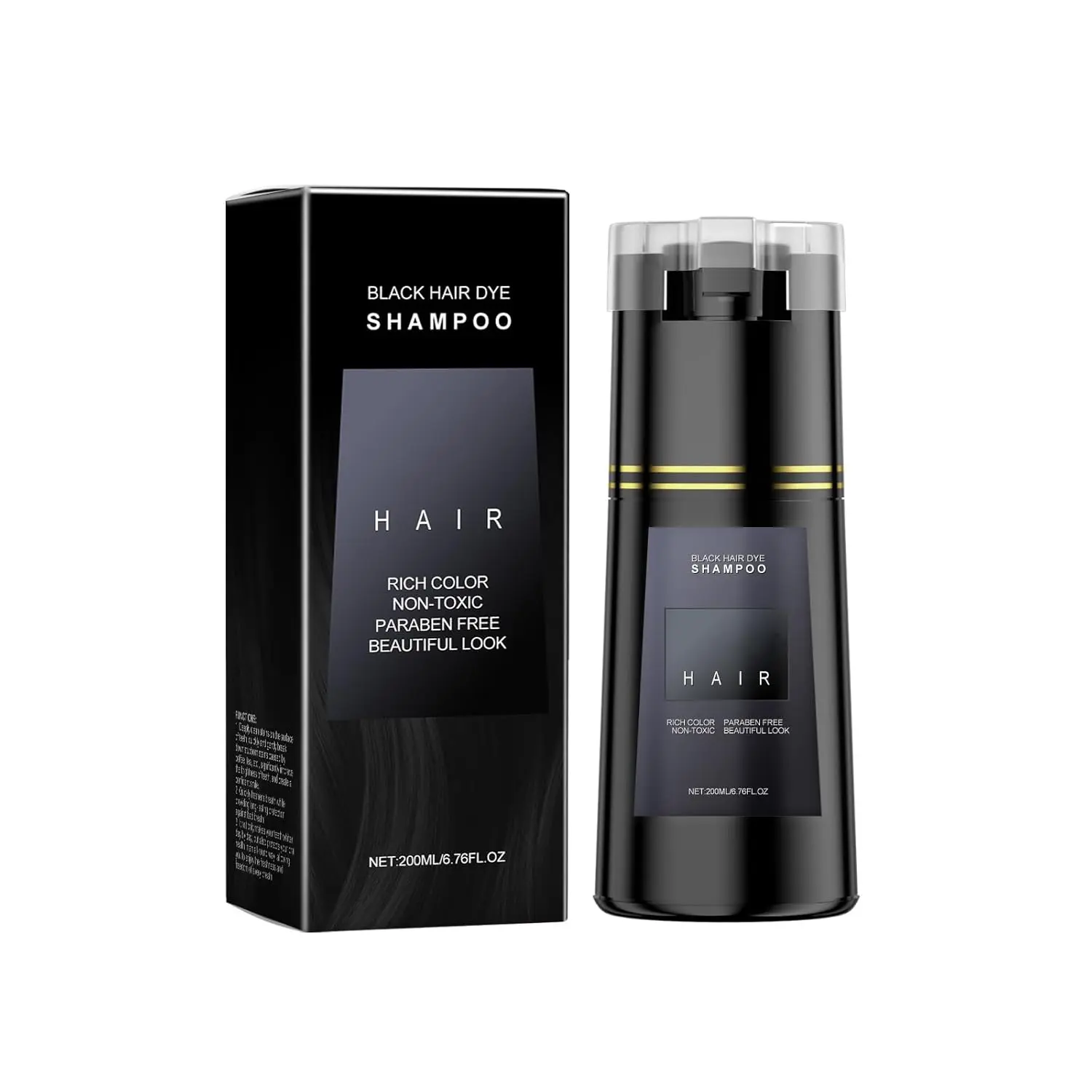 【200ml】 Nova Hair Instant Dye Shampoo for Gray Hair,Black Hair Dye Shampoo 3 in 1, Suitable for Women & Men (Brown) Beauty Products blak hairdye meidu  dyeing  comb hair dye