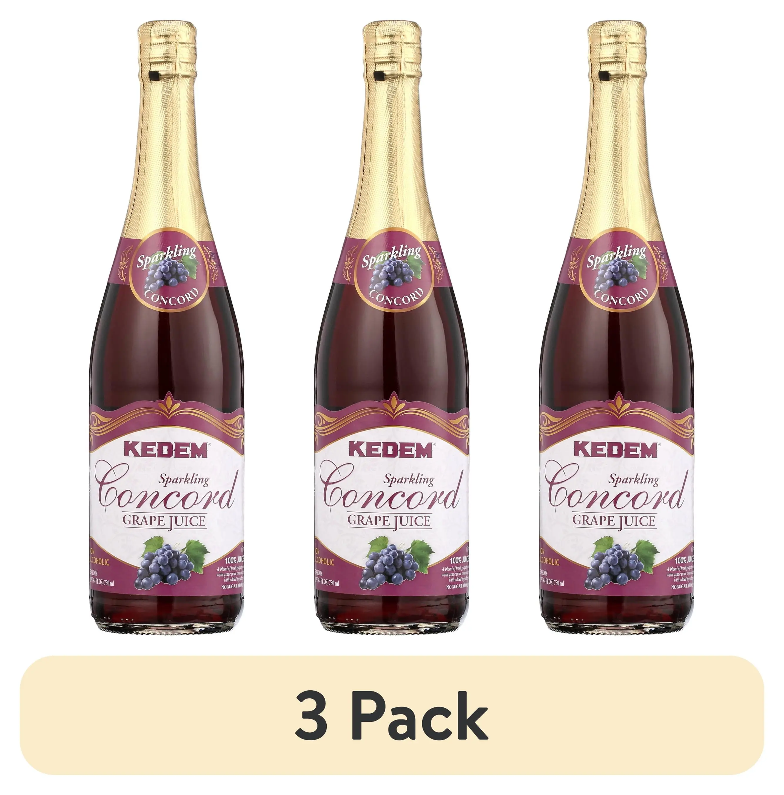 (3 pack) Kedem Concord Sparkling Grape Juice, 25.4floz