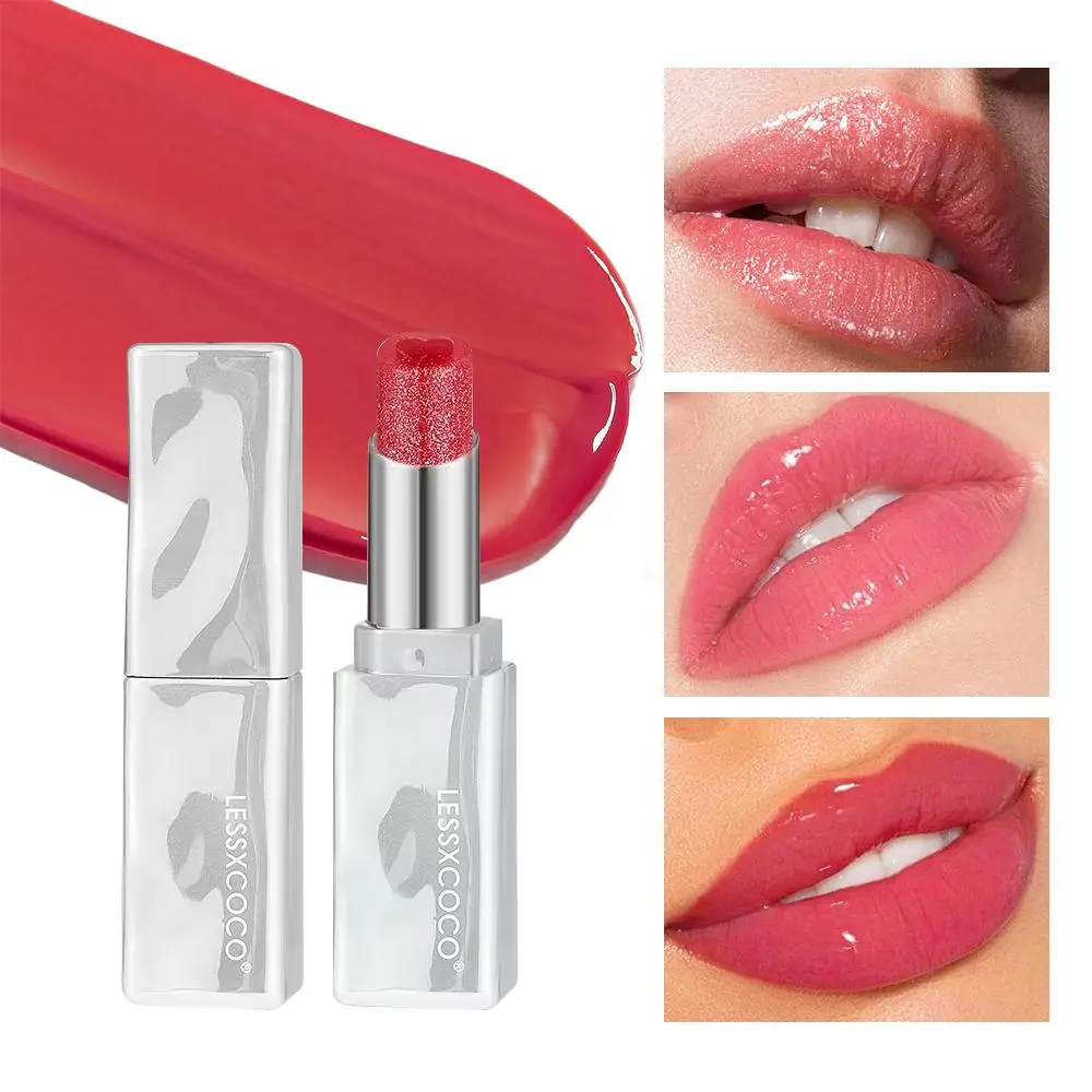LESSXCOCO Heart - Shaped Lipstick Glittery, Moisture - Locking & 3D Shiny! Clear Moisture, Pearl Sparkle. Natural Transparent Look. Your Lip Charm