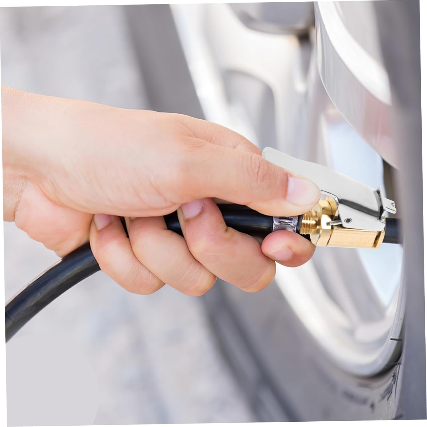 Dual Clip-on Car Tire Air Chuck Inflator Connector 2 Pack Brass 8mm Tyre Wheel Inflatable Adapter for Car Bike