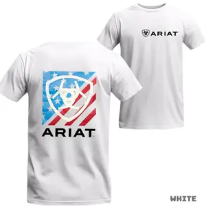 Ariat T-shirt - With American Flag Print, Bold Style, For Men And Women, Soft Fabric, Ideal For Physical Activities