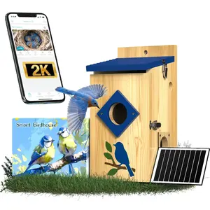 Smart Bird House with Camera Solar Powered,Isolated Camera Bay & Bird-Safe Varnish, 2K HD Pinewood Birdhouse with Camera Inside,Smart Bird Nest Box,Auto Detection for Backyard Birdwatching