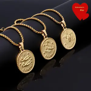 1 count yellow Zodiac Necklace(unisex）