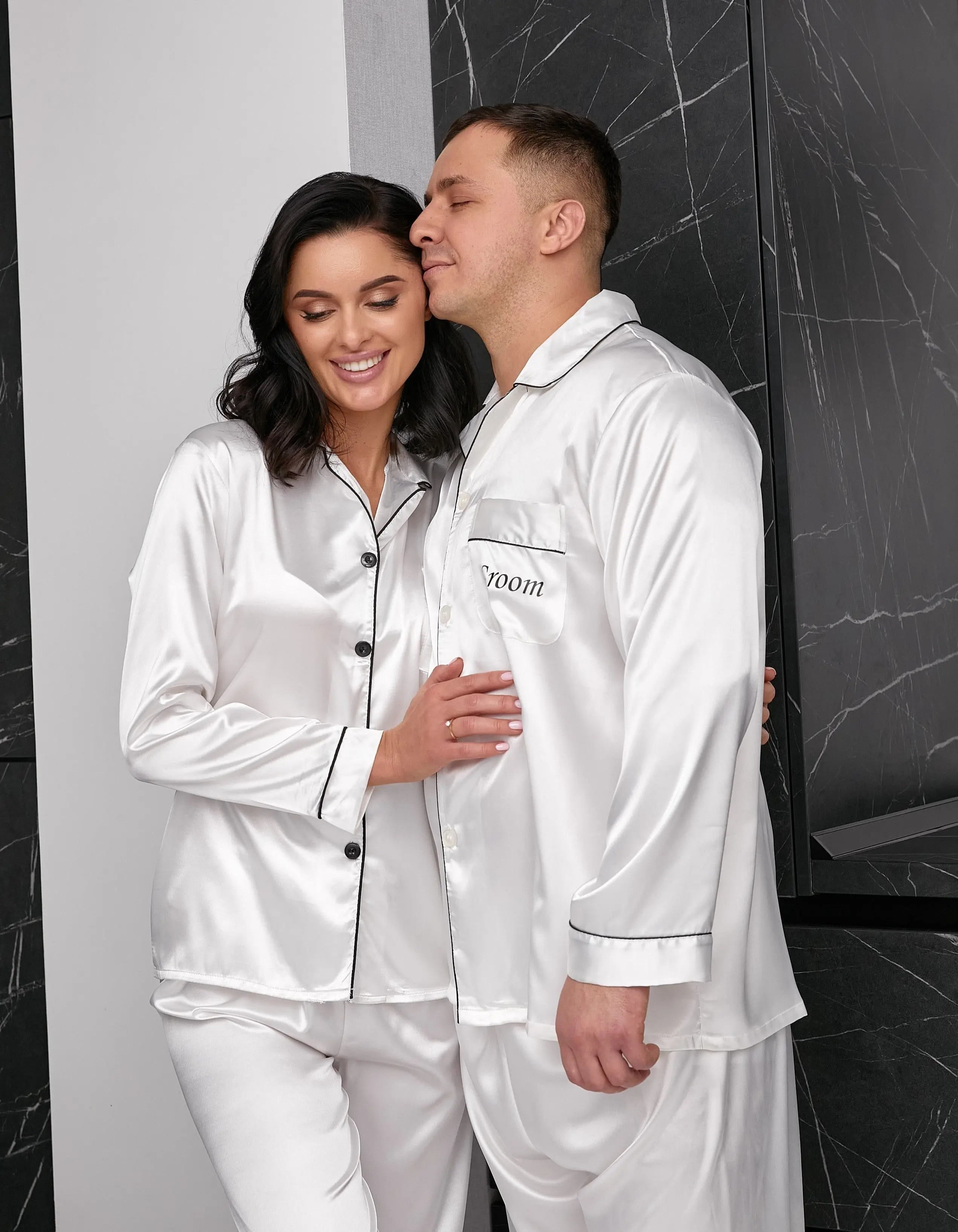 Matching Satin Pajamas Set for Couple