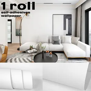 1 Roll Solid Snow White Vinyl Self-Adhesive Wallpaper, Matte Finish, Upgraded Aluminum Foil Backing, High Coverage, Ideal for Home Decor, Wall/Cabinet/Kitchen/Bathroom Renovation