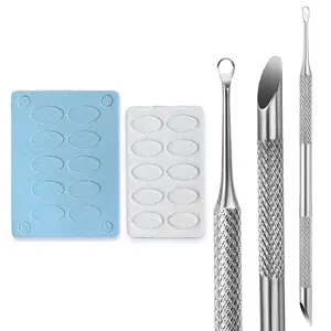 Dual-Ended Cuticle Pusher and Remover Tool with 100/180 Grit Sandpaper Files for Manicure Pedicure, Nail Care Art Tool for Fingernails and Toenails