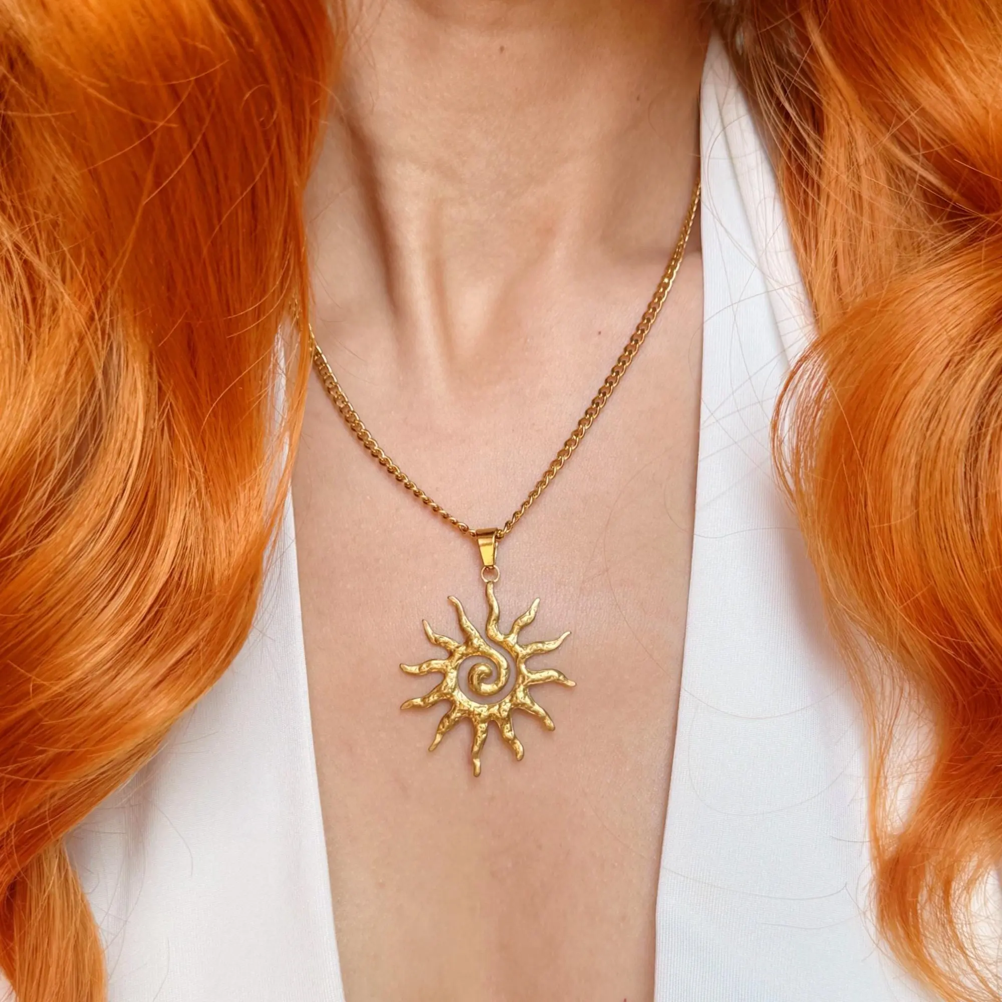 modmints Customizable Sun Necklace - Celestial Artificial Gemstone Jewelry, Waterproof, Hypoallergenic, Elegant Daily Wear Necklace, Elegant Necklace,summerwins
