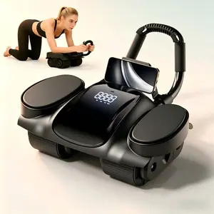 Abdominal 4-Wheel Auto Rebound Ab Roller | Digital Counter, Thick Elbow Pad, Phone Holder, Silent Stable Core Trainer for Beginners Home Gym Unisex Berg Fitness （limited sale）