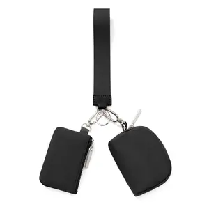 Keychain Wallet Mini Zip Around Wristlet Wallets for Women Detachable Dual Pouch Wristlet Portable Coin Purse Small Wallets