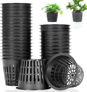 Net Pot, 3 Inch, Black, 50 PCS, Heavy Duty, Slotted Mesh, Hydroponic Cups