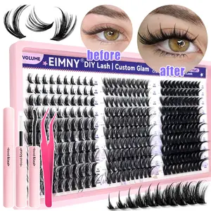 30 Rows of 300 Natural Lash Clusters Set, Voluminous Look, Mixed Length 10-16mm, C-Curl, 0.07mm Thickness, Includes Adhesive & Tweezers