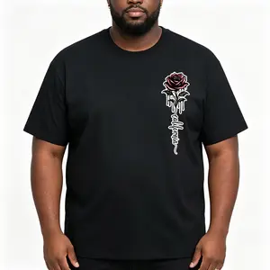 California Dripping Rose Tattoo Style Men’s Casual T‑Shirt West Coast Vibes Graphic Tee