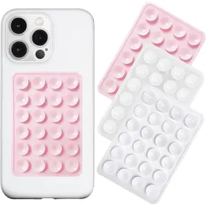 Suction Phone Case Mount 3 Pack, Silicon Adhesive Suction Cup Phone Mount, Non Slip Sticky Phone Grip for Cellphone,  Grip Holder for Selfies and Videos (LTPK&WT&TP)