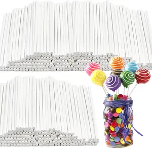 500 count 4-Inch White Lollipop Sticks,Cake Pops Sticks,Paper  Sticks Sucker Stick for Cake Toppers,Dessert,,Cookie,Candy(3mm)