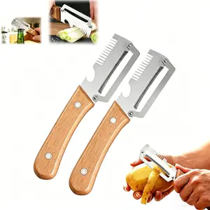 Multi-Functional Vegetable Peeler for Kitchen Utensils, Ultra-Sharp Stainless Steel Blade with Wooden Handle and Bottle Opener, For Vegetables or Fruits that Need to Be Peeled