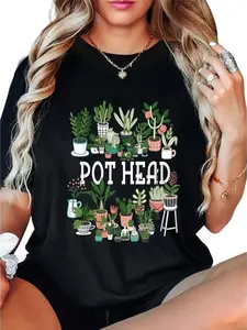 Plant Lover Gardener T-Shirt, Streetwear, Cactus Print Design, Short Sleeve, Breathable Fabric, Casual Wear, Perfect Gift for Plant Enthusiasts, Everyday, Fit