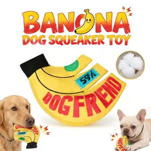 Banana Dog Squeaker Toy Durable Chewable Squeaker Frisbee for Fetch Fun Anxiety Relief Soft Suede Surface Healthy Cotton Indoor Play