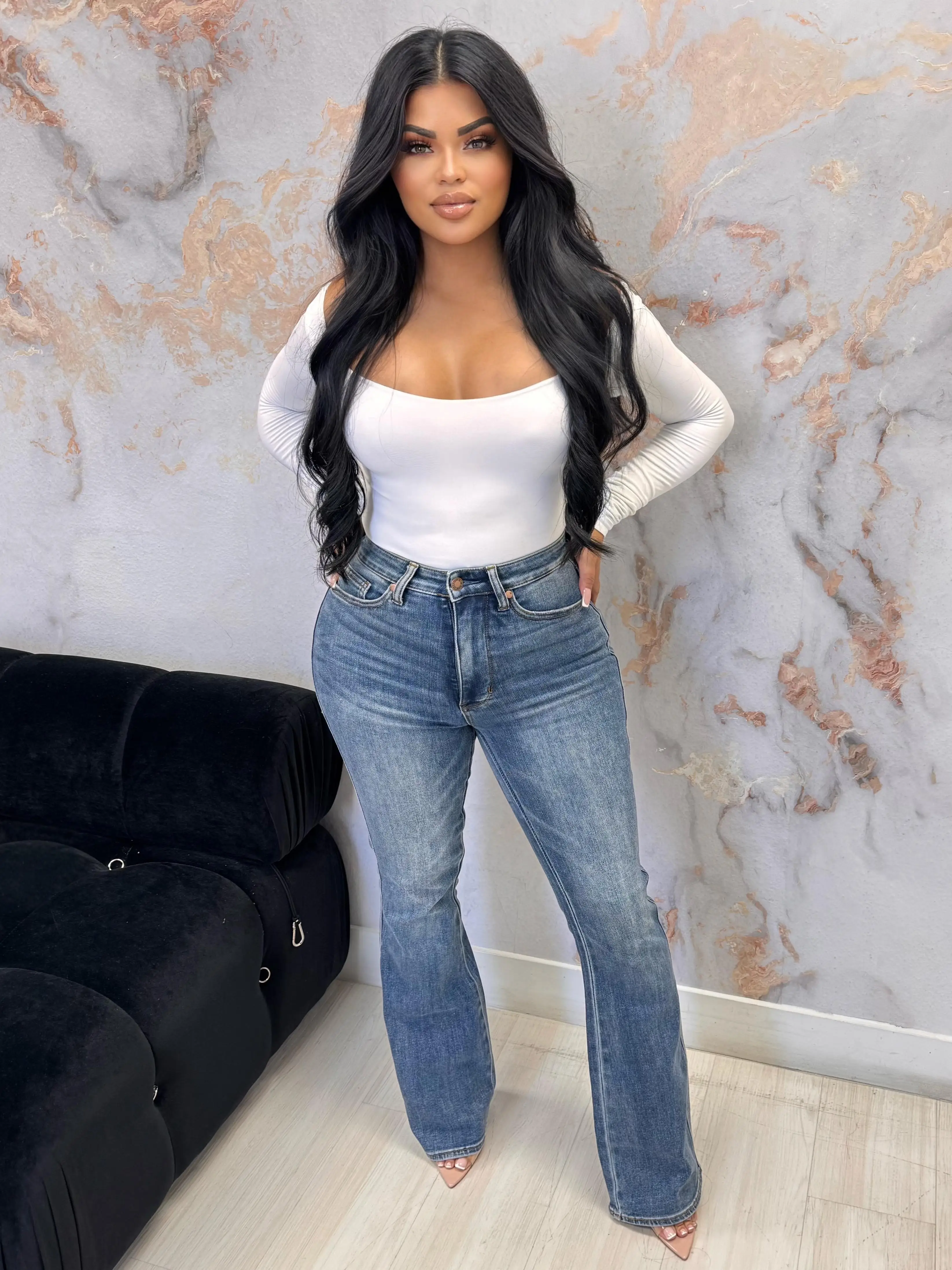 Courtney DARK Bootcut Tummy Control High Waist Judy Blue Stretch Jeans