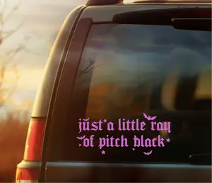 Just A Little Ray of Pitch Black Vinyl Car Decal with Bats – Funny Gothic Alternative Sticker for Alt Girls, Goth Girls, and Spooky Season Vibes – Waterproof Halloween Decal for Cars, Laptops, Windows, and Dark Aesthetic Lovers on TikTok Shop