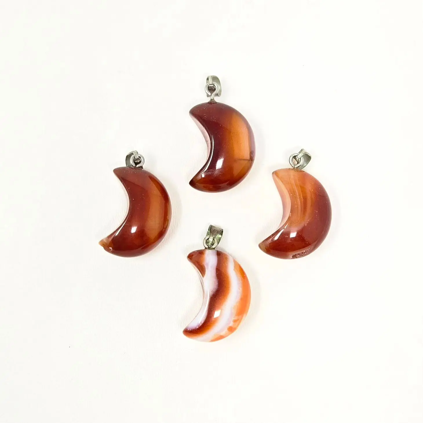 Carnelian Gemstone Moon Pendant : 3/4